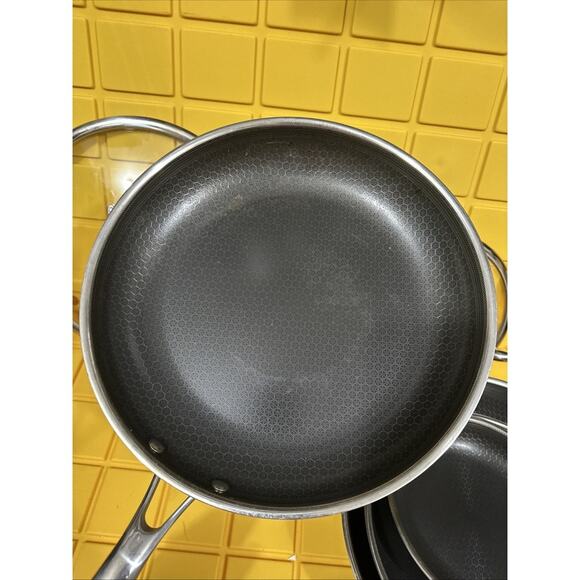 HEXCLAD 7 Piece Nonstick Stainless Steel Frying Pan Set 8 10 12- Lids Wok $600 - Picture 5 of 10